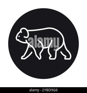 Koala black line illustration. Animals of Australia. Editable stroke. Stock Vector