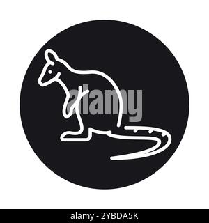 Wallabies black line illustration. Animals of Australia. Editable stroke. Stock Vector