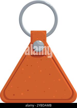 Triangular leather keychain holding by metallic ring, perfect for car or home keys Stock Vector