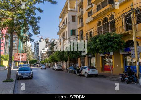 The streets of Beirut, at popular touristic Gemmayzeh district, in Lebanon. Stock Photo