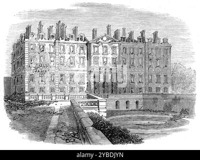 Scenes of the Late War in France: the Ch&#xe2;teau of Meudon, 1871. View of '...the Ch&#xe2;teau of Meudon, from the residence of Prince Napoleon, which is situated on the south-west side of Paris, nearly opposite the Fort of Issy. The Versailles Government forces occupy this mansion, with its garden terraces, where guns are mounted to check any renewed advance of the Communists on the road to Versailles'. From &quot;Illustrated London News&quot;, 1871. Stock Photo