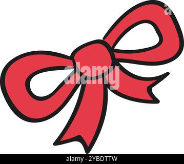 Cute Hand-Drawn Bow Illustration in Doodle Style Stock Vector