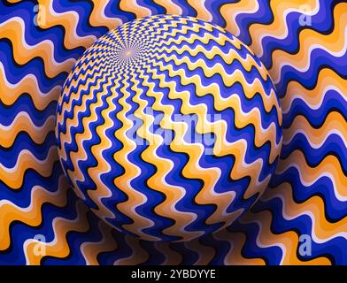 Optical illusion horizontal background. Abstract curves, geometric effect. Stock Photo
