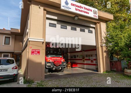 Istanbul, Turkiye - OCT 14, 2024: Ortakoy Fire Station located on Kirechane street, Arnavutkoy, Istanbul. Stock Photo