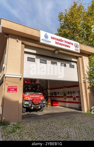 Istanbul, Turkiye - OCT 14, 2024: Ortakoy Fire Station located on Kirechane street, Arnavutkoy, Istanbul. Stock Photo