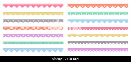 Happy Colorful Scalloped Paper Frame Or Border Divider Collection Isolated Stock Vector