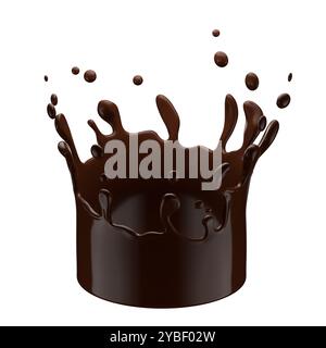 coffee round splash isolated on a white background. 3d render. Stock Photo