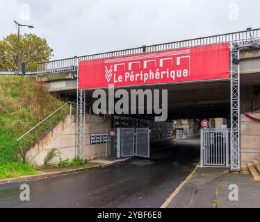Passage under the Paris ring road at the Canal de l'Ourcq, Paris, France Stock Photo
