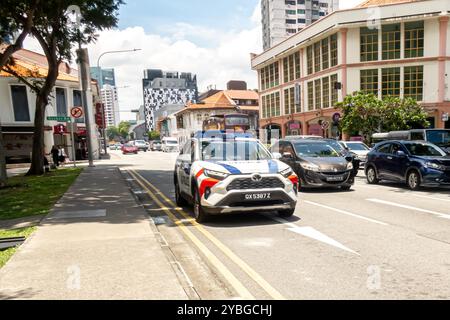 Police car, Little India, Singapore Stock Photo
