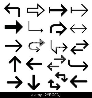 Arrows set icons Arrow vector collection Arrow Cursor Modern simple arrows play button. Stock Vector