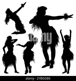 Hula girl hawaiian tahitian dance silhouette Stock Vector