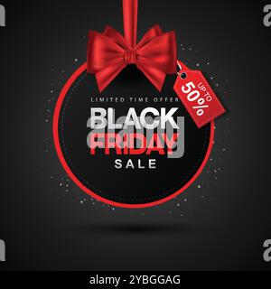 Black Friday limited sale offer. Dark background. banner, poster, header website. vector illustration Stock Vector