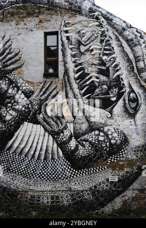 Oslo, Norway, August 11, 2019: Graffitis on wall in Ingens Gate area in Grunerlokka. Originally an industrial area it has become one of the trendiest Stock Photo