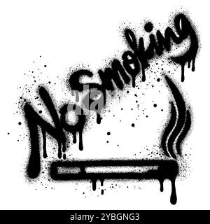 graffiti No smoking text sprayed in black over white. Stock Vector