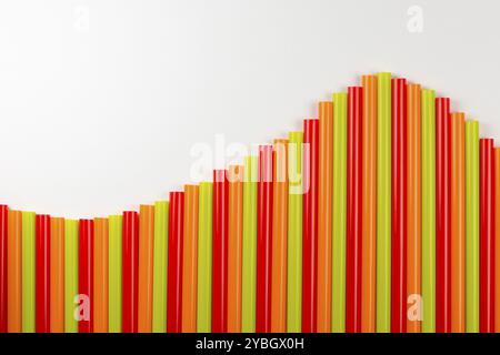 Collection colored drinking straws in three colors Stock Photo