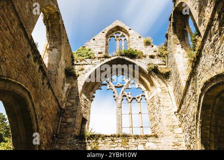 Paimpol, France, July 28, 2018: The Abbey of Beauport, Cotes-d'Armor, Brittany, France. Old Abbaye Maritime de Beauport, Europe Stock Photo