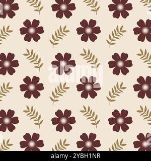 Seamless floral vector pattern of elegant blooms and leaves. Stock Vector
