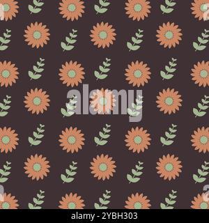 Seamless floral vector pattern of elegant blooms and leaves. Stock Vector