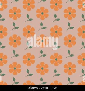 Seamless floral vector pattern of elegant blooms and leaves. Stock Vector