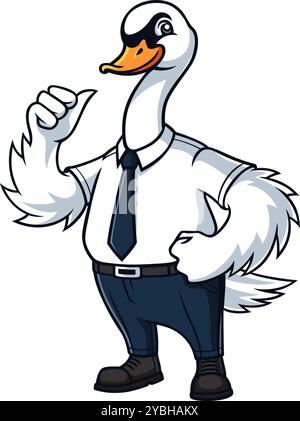 Swan Mascot as White Collar Worker Stock Vector