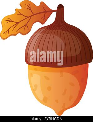 Acorn icon in flat style. Oak nut vector illustration on isolated background. Nature sign business concept. Stock Vector