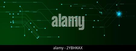 Abstract technology background. Point and line composition on gradient dark green background. Concept of scientific technology, innovation Stock Photo