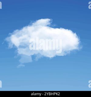 Single cloud 3D illustration, realistic natural cloud isolated over blue sky background Stock Vector