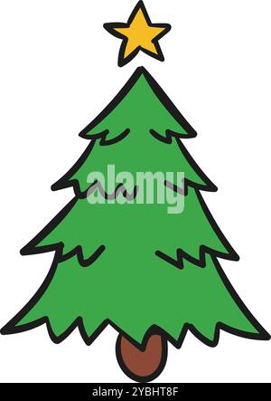 Vibrant Colorful Christmas Tree Vector Illustration for Holiday Designs Stock Vector