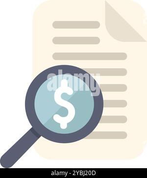 Magnifying glass is hovering over a financial document, symbolizing the process of analyzing financial data for investment potential Stock Vector