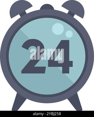 Alarm clock is showing 24 hours for 247 service concept Stock Vector
