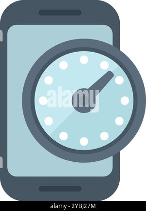 Speedometer is appearing on a smartphone screen, showing internet speed test concept Stock Vector