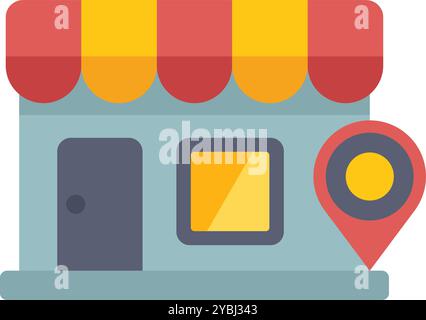 Store location pin is marking the address of a business on a map Stock Vector