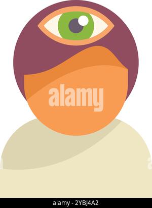 Man is depicted with a third eye opening on his forehead, symbolizing enhanced perception, intuition, and spiritual awakening Stock Vector