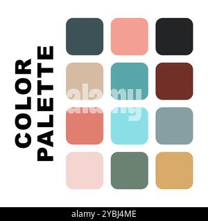 Seamless pattern. Vector illustration with palette. Color matching palette. Fashion Trend Color guide palette. RGB HEX color guide Swatch Catalog Stock Vector