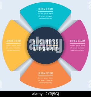 Infographic design 4 steps, objects, elements or options infographic business template Stock Vector