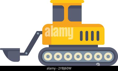 Yellow excavator digging with mechanical shovel on construction site Stock Vector