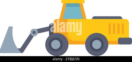 Yellow bulldozer is excavating using its front shovel, a symbol of construction and earthmoving Stock Vector