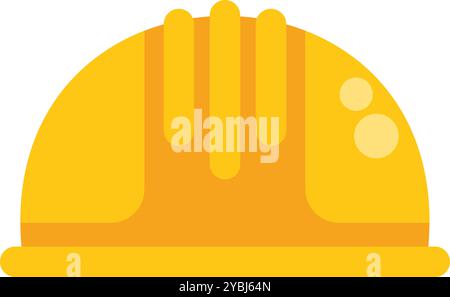 Yellow hard hat providing safety and protection for construction workers and engineers at work Stock Vector