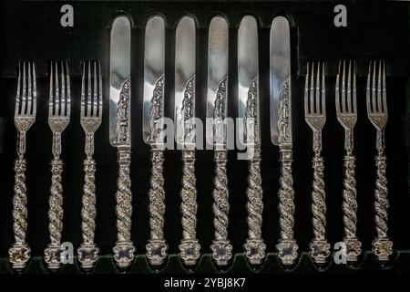 Regalia canteen Service Silver Cutlery Set Stock Photo