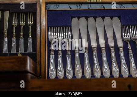 Regalia canteen Service Silver Cutlery Set Stock Photo