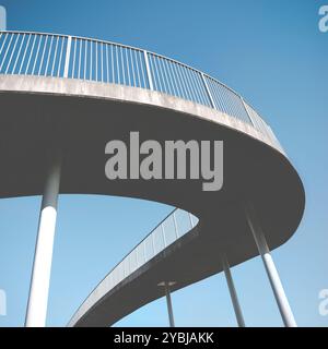 An Urban Curving Footpath Over A Motorway Or Freeway Stock Photo