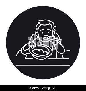 Baby eating baby line icon. Vector isolated element. Editable stroke. Stock Vector