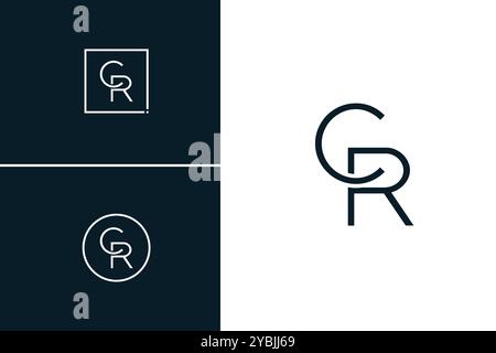 Creative Logo for Initials CR in Monogram Style - Vector Template for Initial Letter C and R Stock Vector