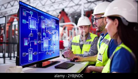 Engineer Operator Using Scada System At Industrial Plant Stock Photo ...