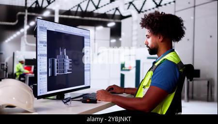 3D Software Engineer Developing Computer Engineering Design Stock Photo