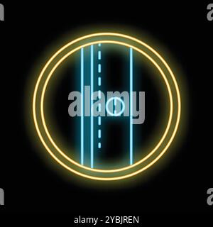 Neon sign representing a cricket field with the wicket and pitch illuminated, perfect for sports bar or pub decoration Stock Vector