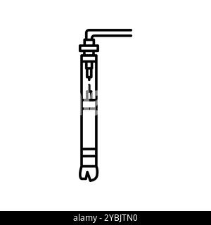 Drilling line black icon. Sign for web page, mobile app, button, logo. Vector isolated button. Editable stroke. Stock Vector