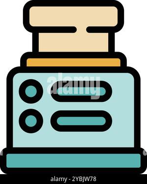 Electric toaster is preparing two slices of bread for breakfast Stock Vector