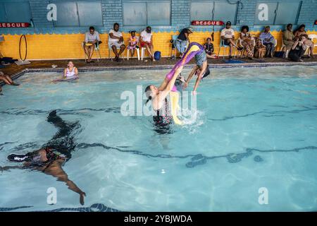 Johannesburg, South Africa. 19th Oct, 2024. Participants are seen during a mermaid competition in Johannesburg, South Africa, Oct. 19, 2024. The annual event gives participants a chance to showcase their mermaid skills and creativity. Credit: Shiraaz Mohamed/Xinhua/Alamy Live News Stock Photo