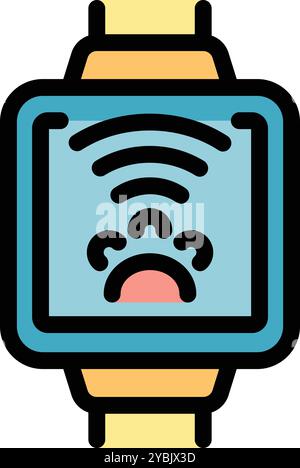 Smart watch displaying pet tracking app, showing a paw symbol and a wifi signal, indicating the pet's location is being tracked Stock Vector